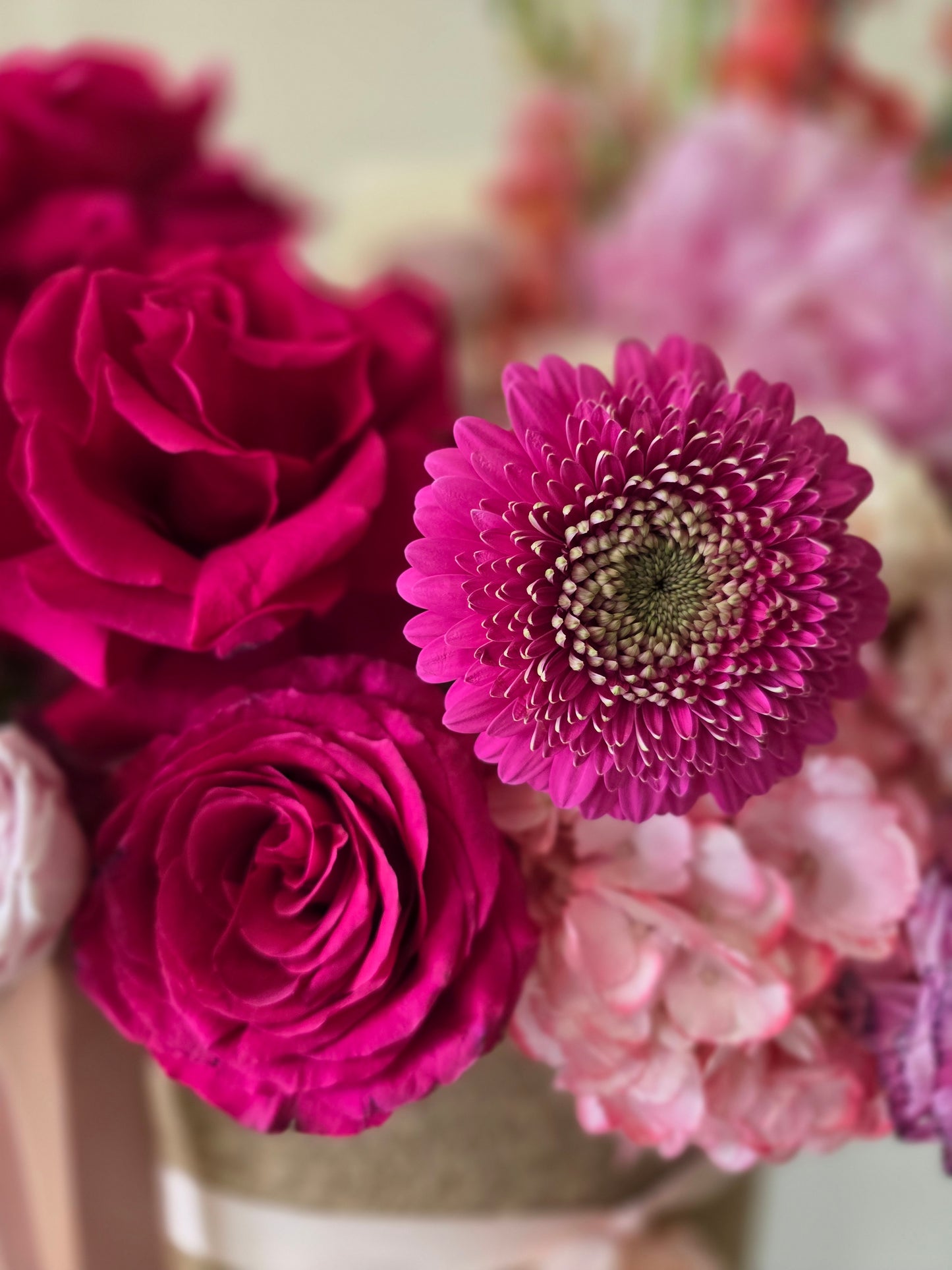 Hot Pink Blooms Basket