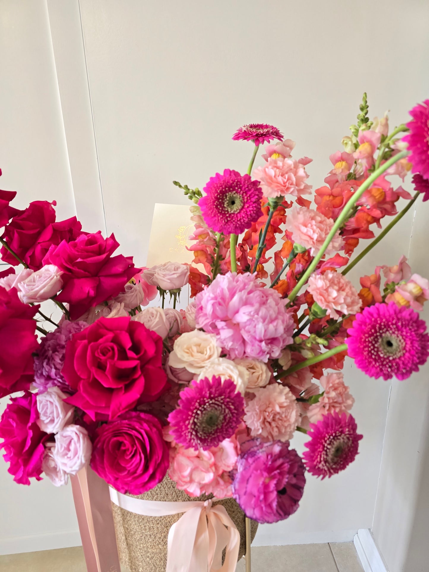 Hot Pink Blooms Basket